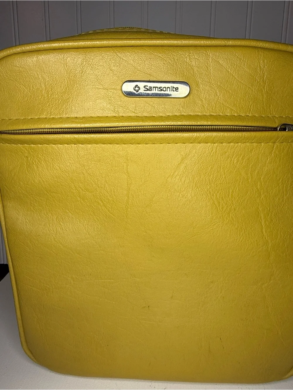 Samsonite Yellow Leather Messenger Crossbody Bag
